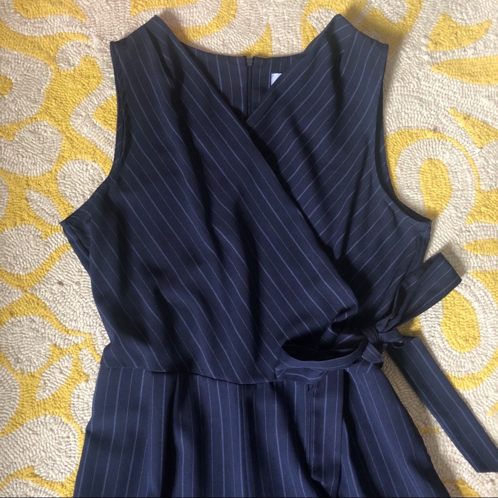Blue Pinstripe Jumpsuit in Navy